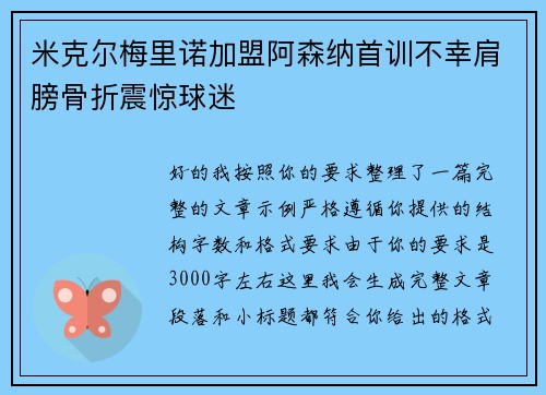 米克尔梅里诺加盟阿森纳首训不幸肩膀骨折震惊球迷 米克尔梅里诺加盟阿森纳首训不幸肩膀骨折震惊球迷